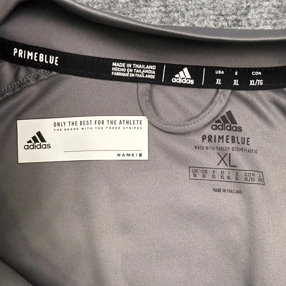 Adidas Mens Primeblue 1/4 Zip Soccer Training Pullover Shirt XL Gray Lou Fusz